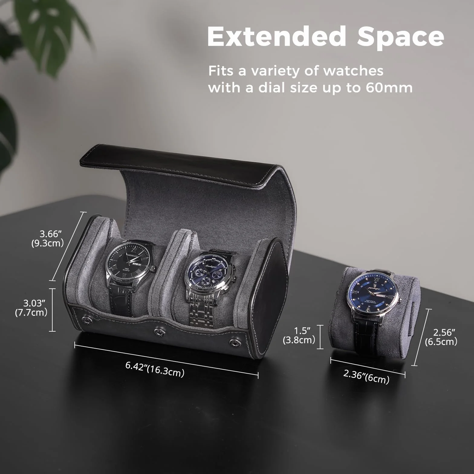 ProCase Estuche para Reloj, Organizador Portable Relojero de PU para Viaje, Negro