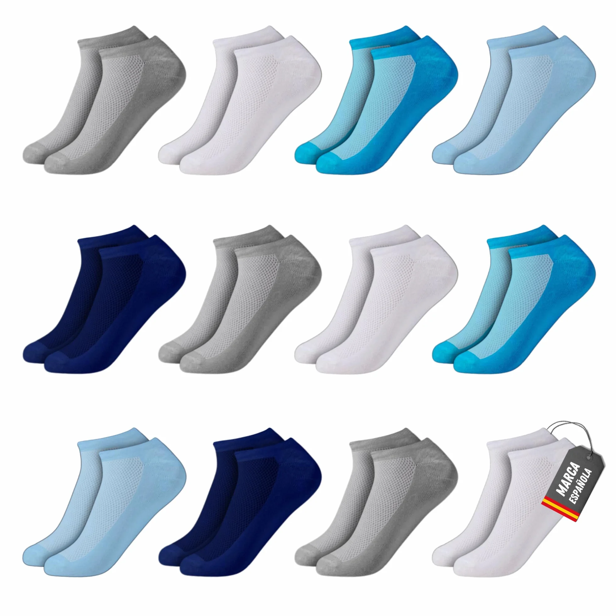 Calcetines cortos Niños Unisex 12 Pares Tejido de corte bajo y fino