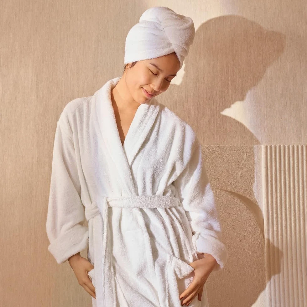 LA MALLORQUINA Albornoz de Rizo - Basic LMQ - Unisex 100% Algodón cardado de 370 gr/m2 | Ideal para Baño, Pisicina, Hoteles, Spa