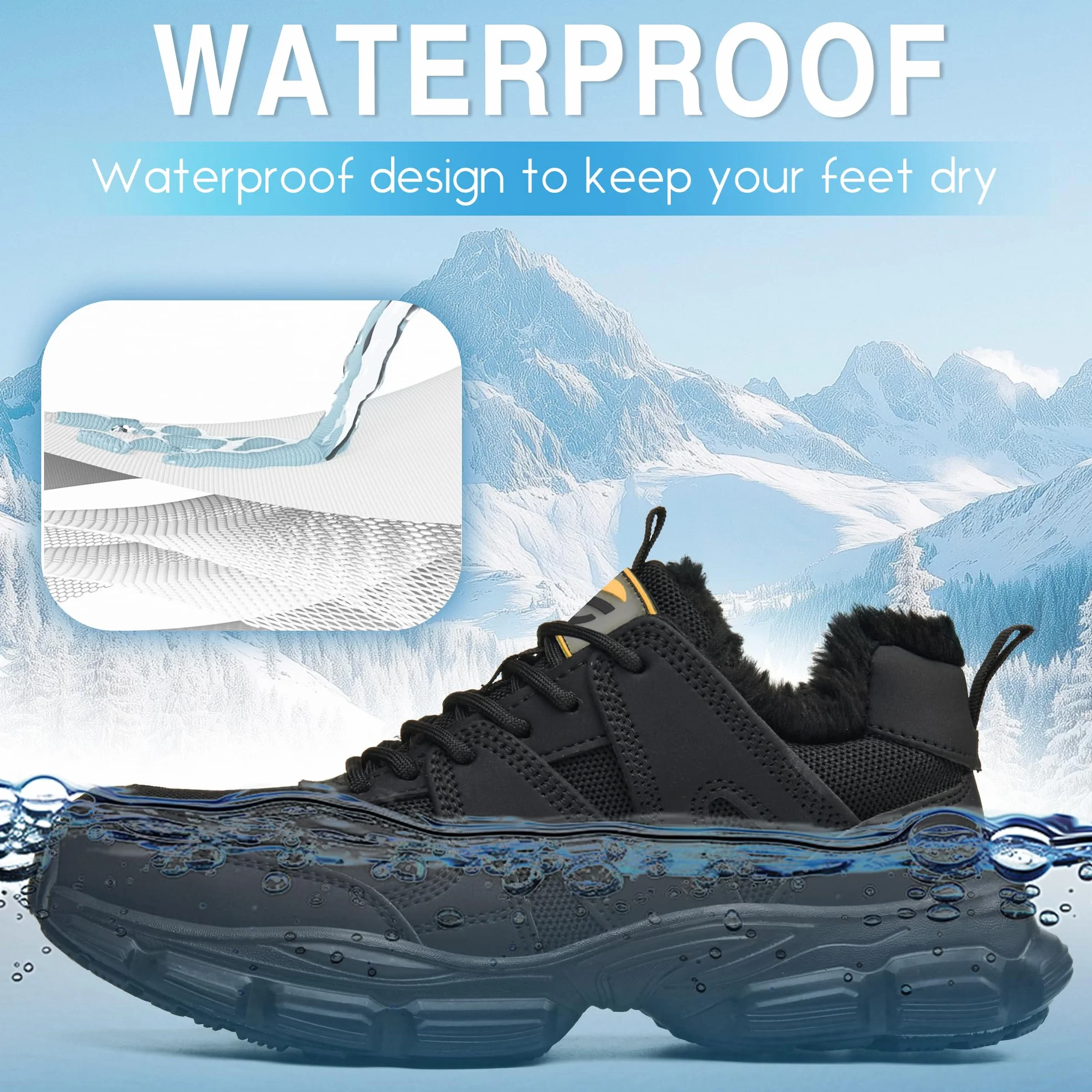 KOIFISH Zapatos de Seguridad Mujer Impermeable Punta de Acero Antideslizantes Forro Térmico