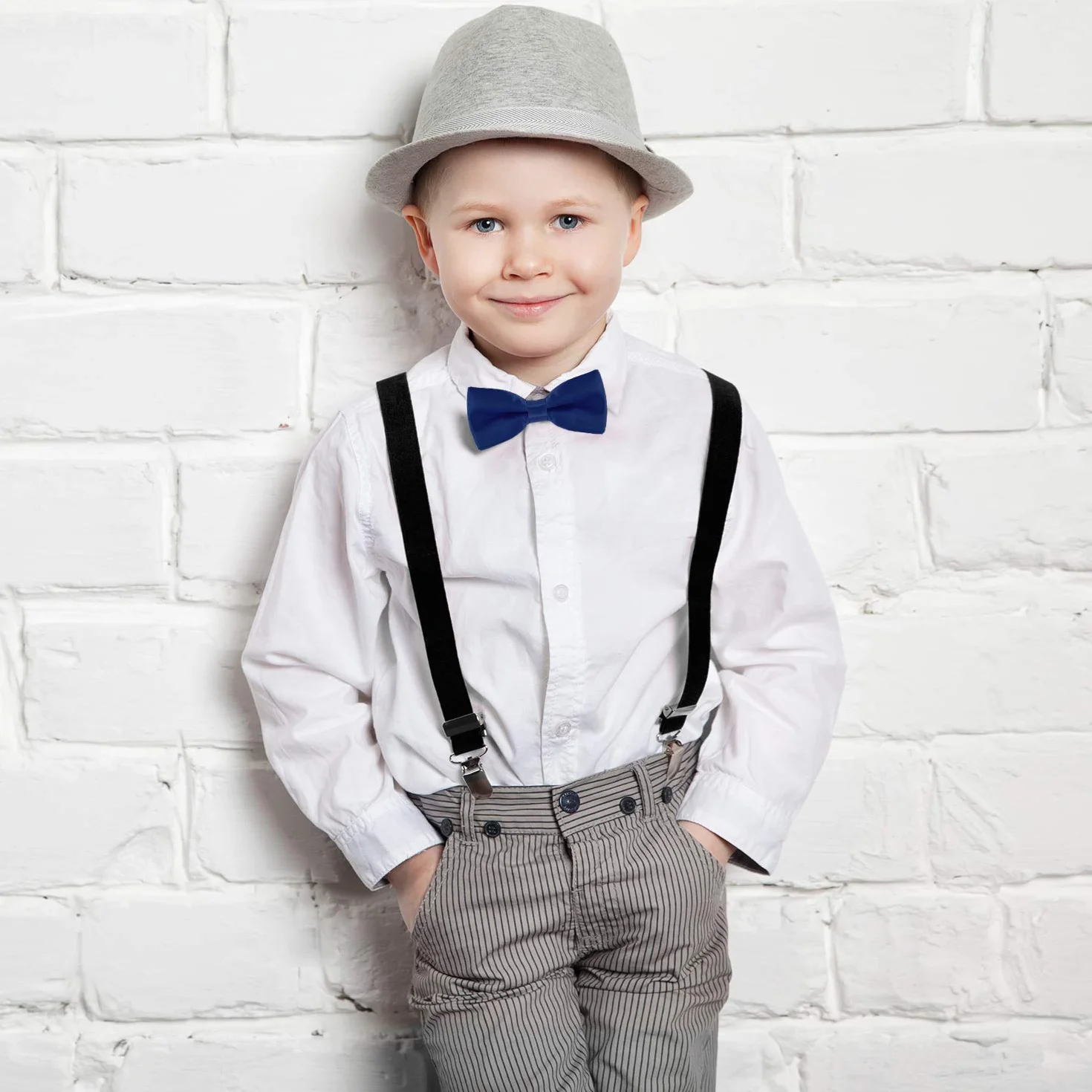 DonDon pajarita noble para niños combinada ajustable 9x4,5 cm brillada seda