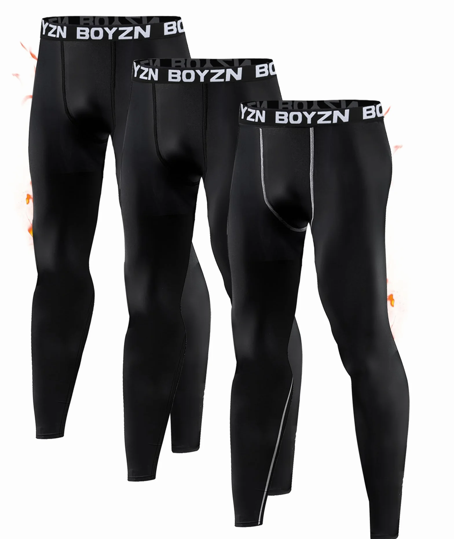 Boyzn Paquete de 2 Pantalones Deportivos de Compresión para Hombre, Mallas de Capa Base Activa Leggings de Entrenamiento y Correr con Bolsillos