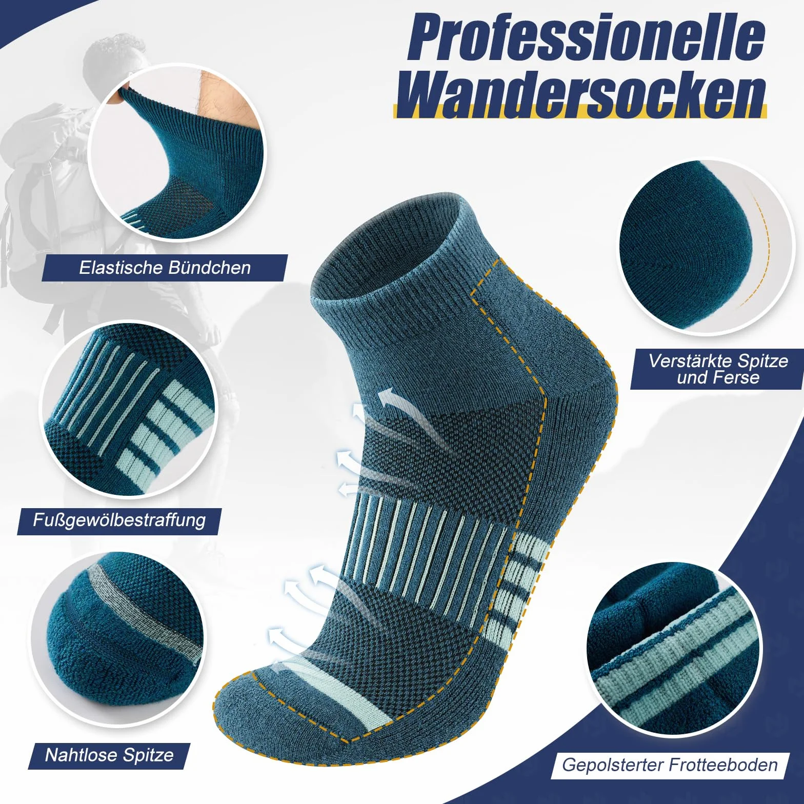 Calcetines Trekking Merino Unisex Paquete 6 Pares Deportivos Transpirables Amortiguación