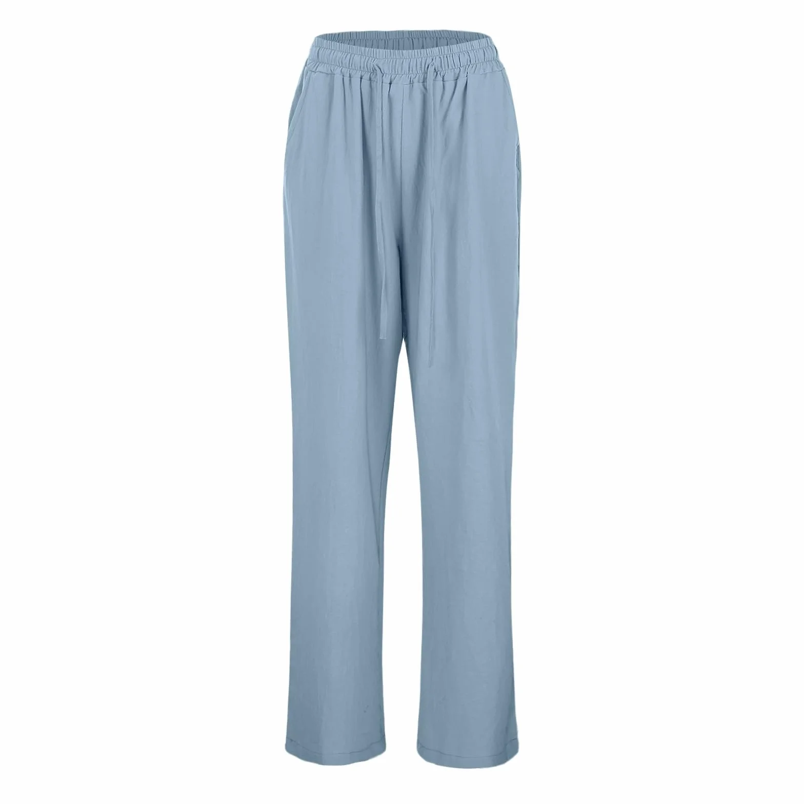 Pantalones de Verano Niña Algodón y Lino Cintura Elásticos Bolsillos Cordón Sueltos Causal Ligero Transpirable Deportivo 4-15 años