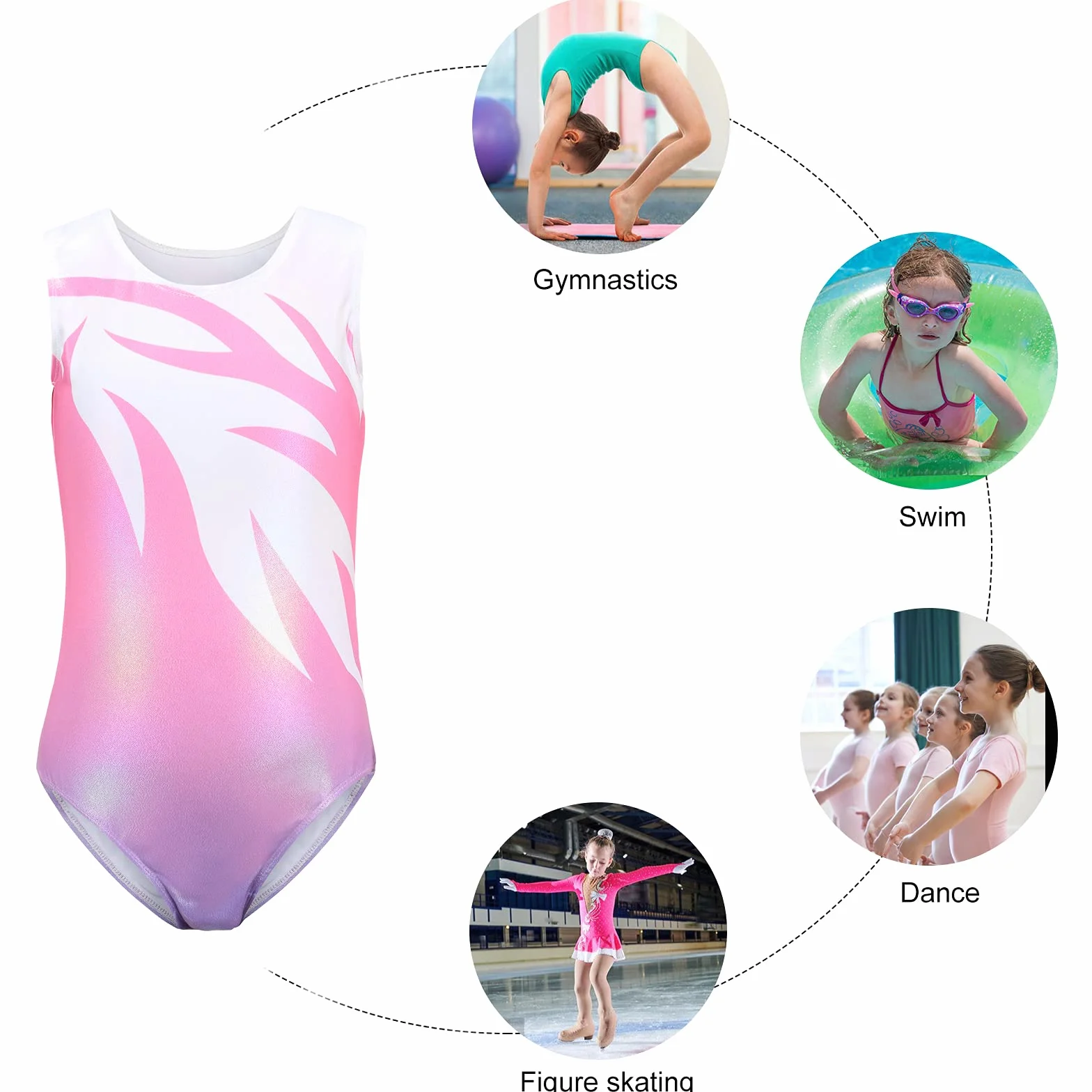 Maillot de Gimnasia Leotardo de Danza Body Ballet Clásico Sin Mangas para Niña 3-14 Años Manga Larga