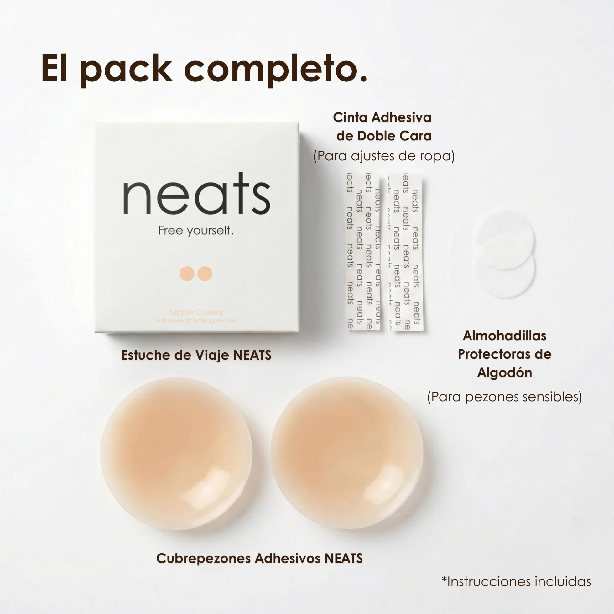 NEATS Sujetador Adhesivo Hipoalergénico de Silicona, Cubre Pezones Invisibles Reutilizables