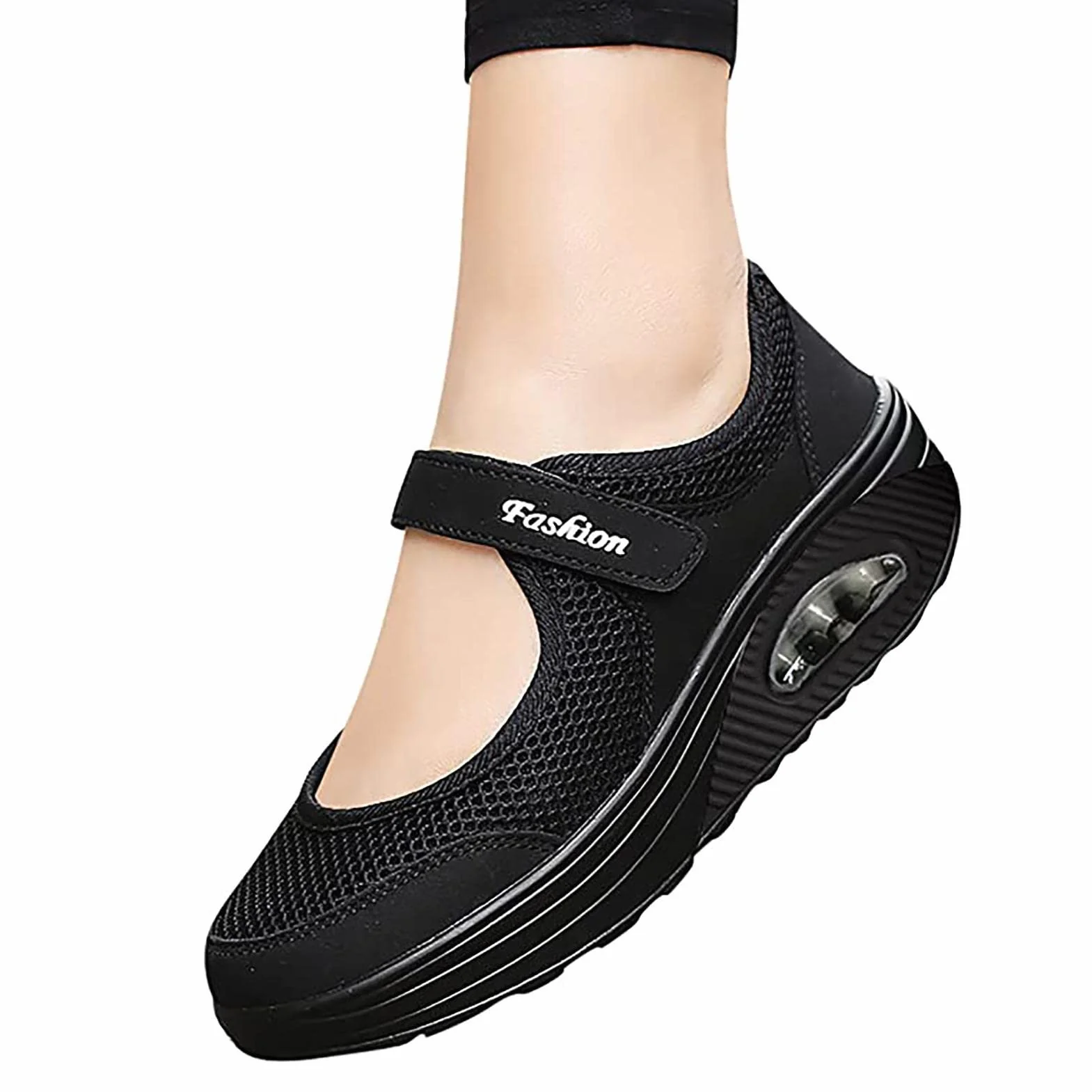 ZORQ Zapatos de caminar tejidos ortopédicos con suela gruesa para mujer - Zapatos de malla