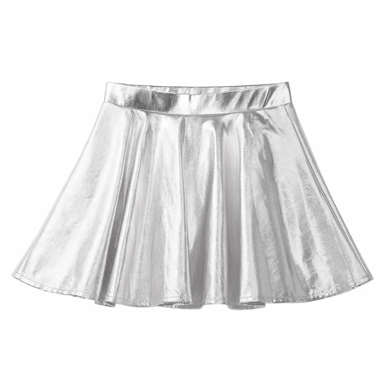 Falda de danza metálica para niña con líneas A, falda plisada elástica con pantalones cortos interiores