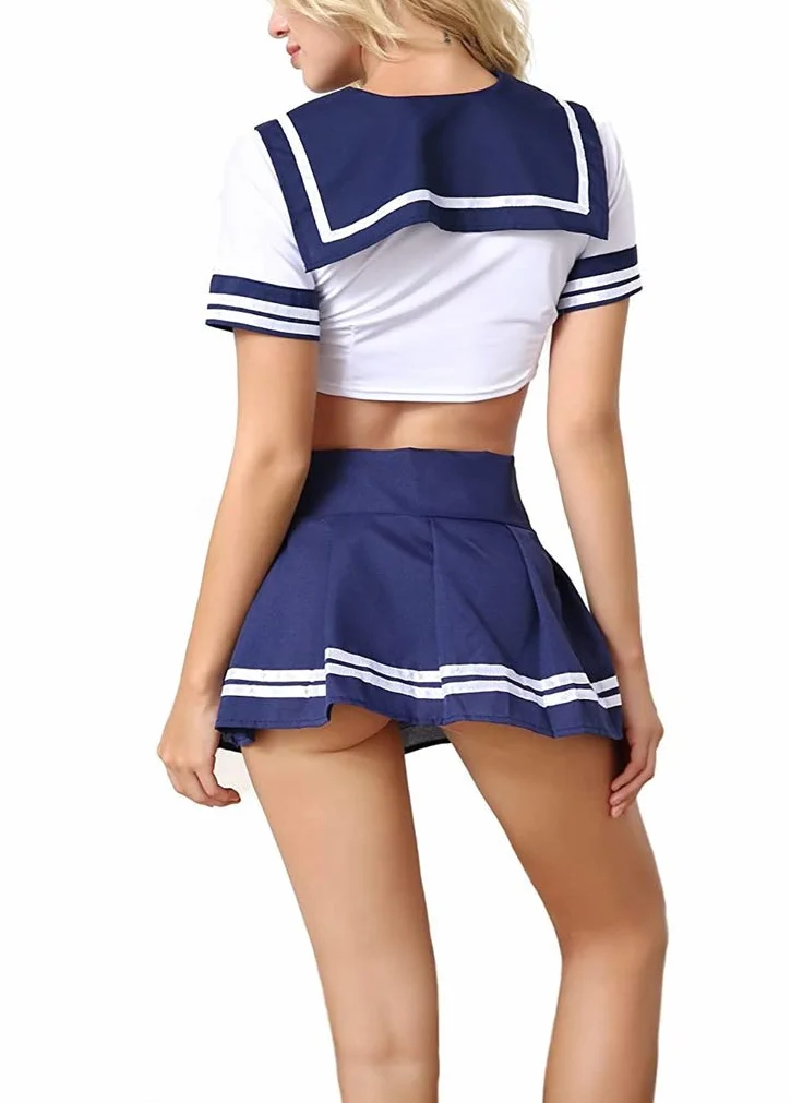 NAVARCH Sexy School Girl Costume Uniform Set Mini Skirt Cosplay