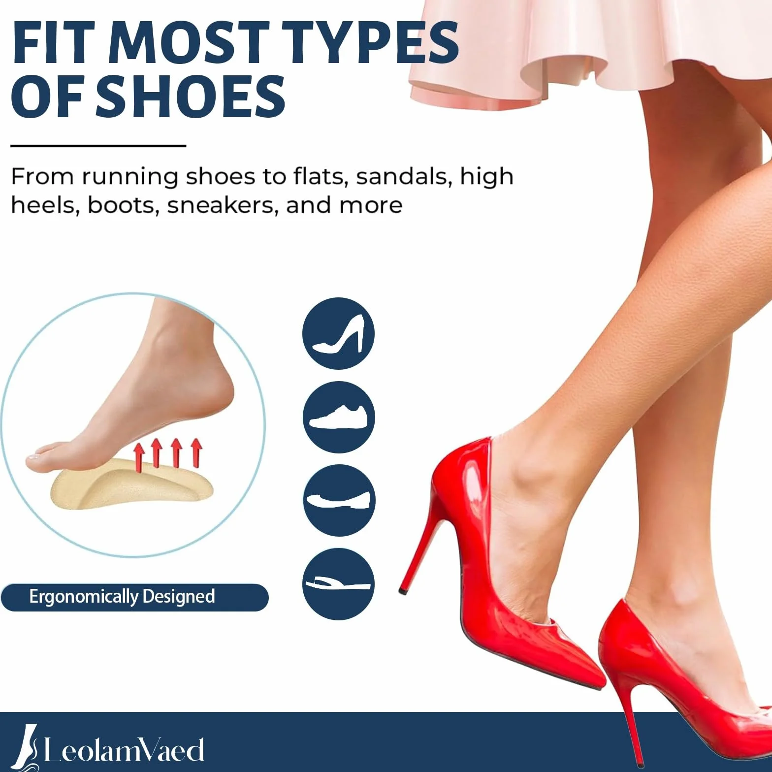 Plantillas Ortopédicas de Silicona para Fascitis Plantar, Soporte de Arco de Gel, 3 Pares