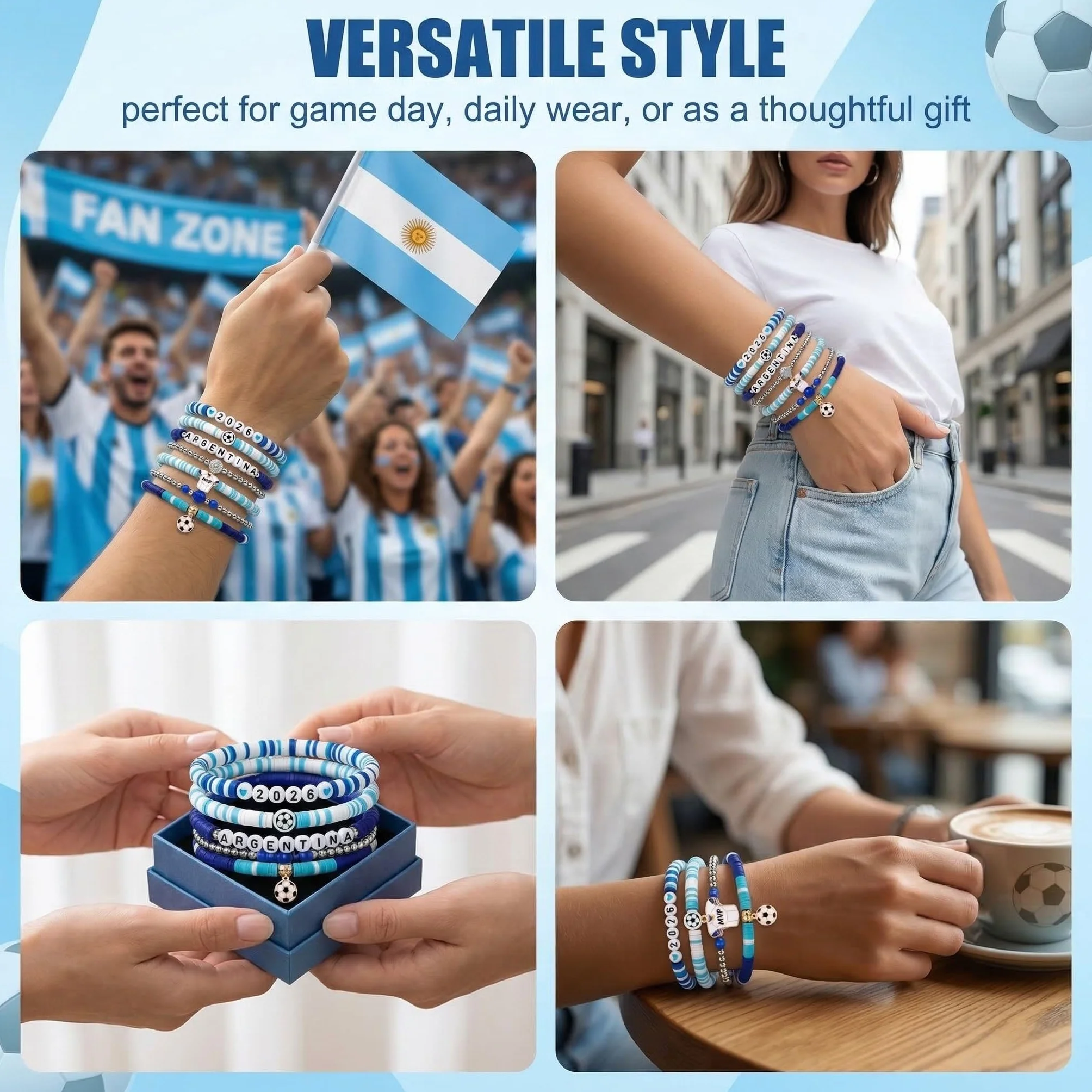 Pulsera Fútbol Niño Deportiva Accesorio Regalo Fan (Argentina)