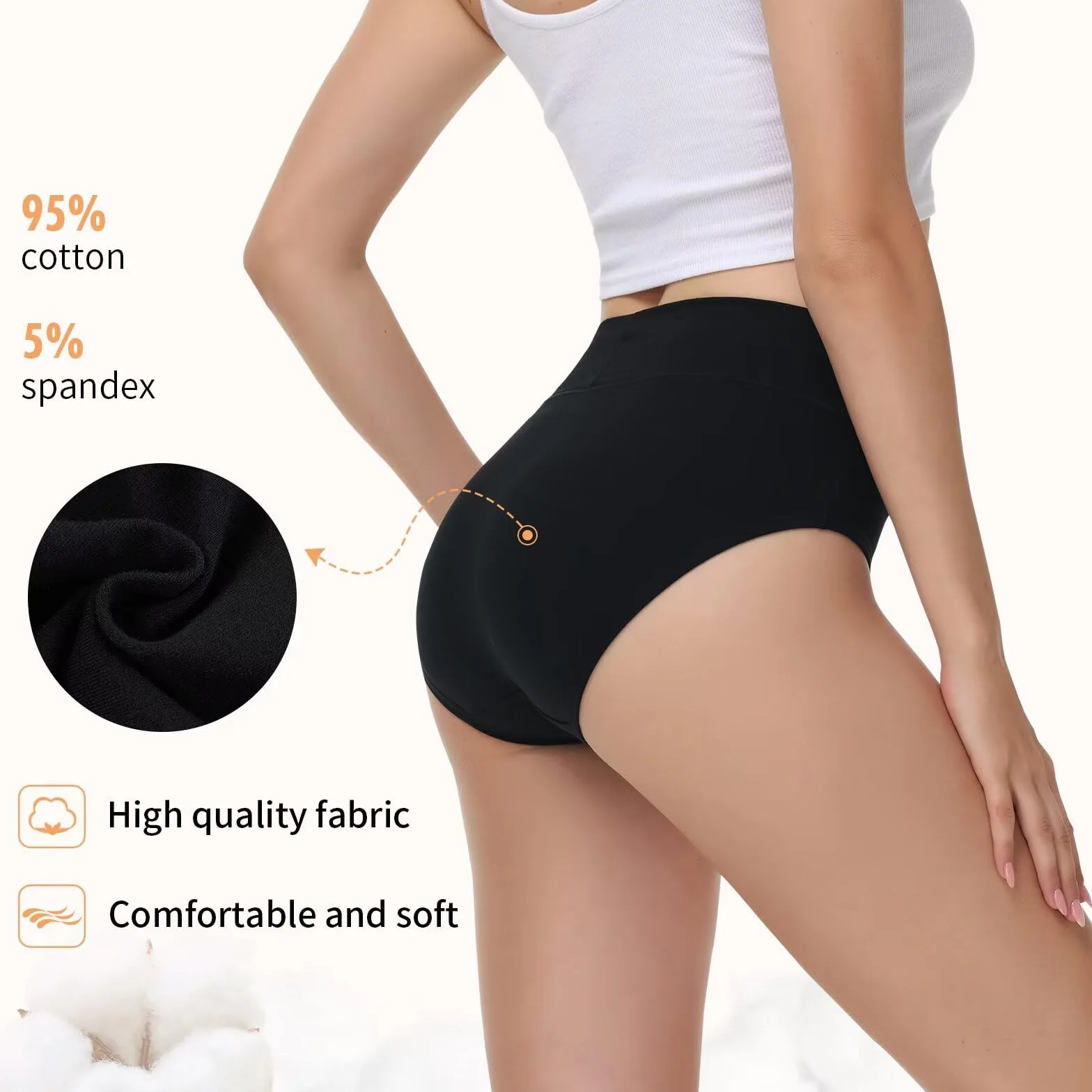 NUOZA Bragas Mujer Cintura Alta Algodon Pack 5