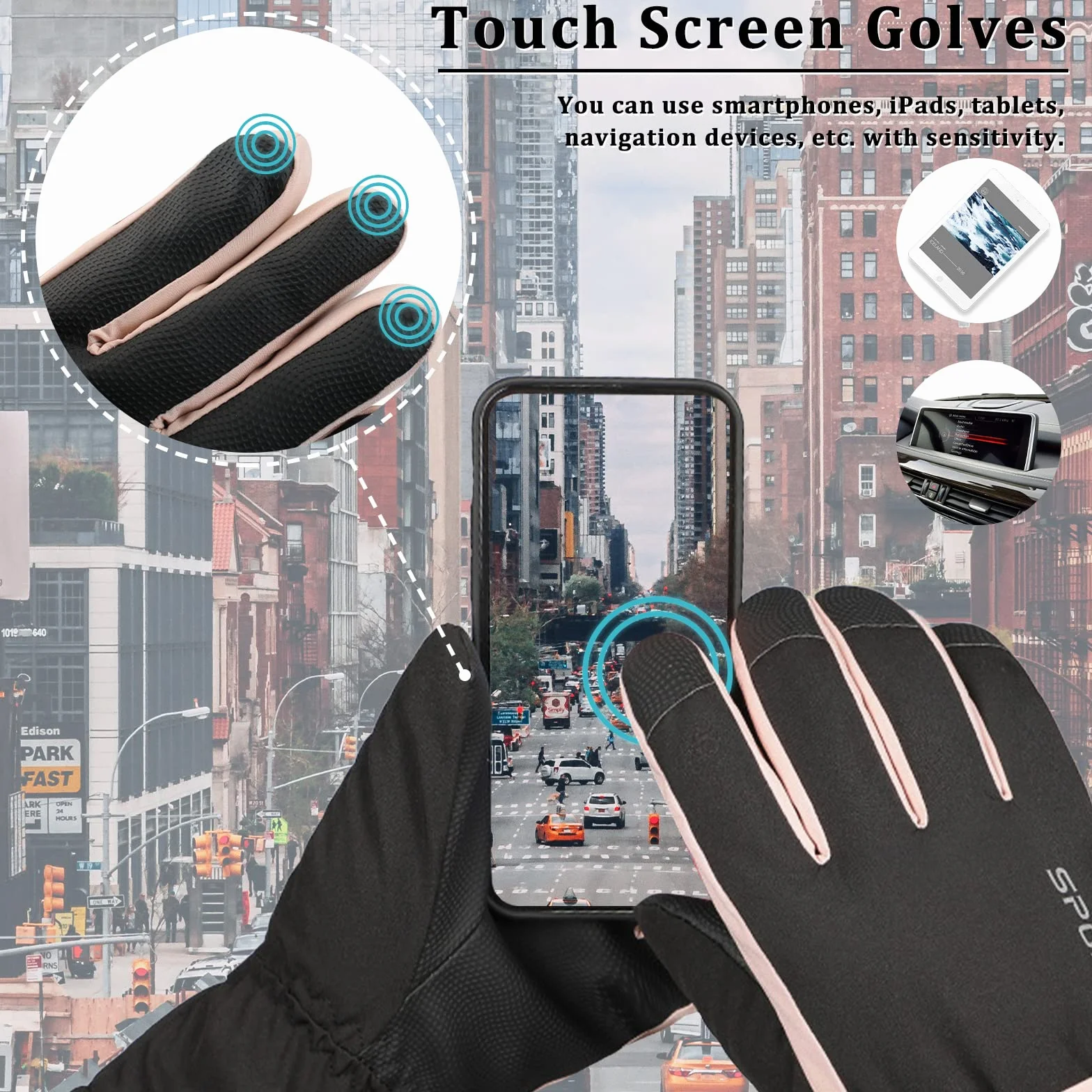 Andiker Guantes Impermeables Esquí Mujeres Pantalla Táctil Invierno Vellón Snowboard Prueba Viento Bicicleta