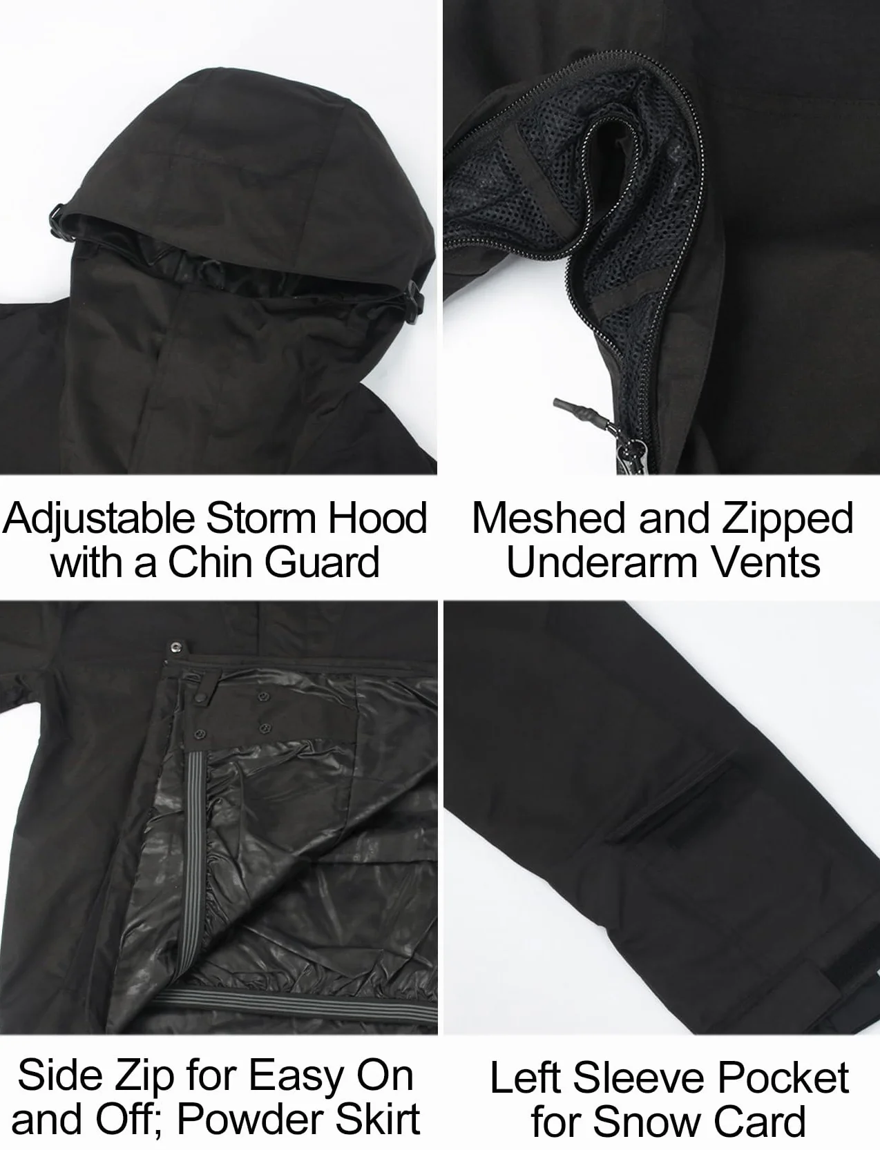 GSOU SNOW Chaqueta de Esquí Holgados Mujeres Hombres Impermeable Antiviento Transpirable Térmico con Capucha