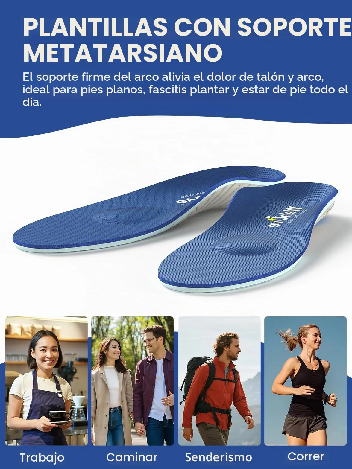 Plantillas para Fascitis Plantar y Metatarsalgia, Neuroma de Morton con Almohadilla Metatarsal, Soporte Arco Plantar Mujer 43-46 Hombre 41-44