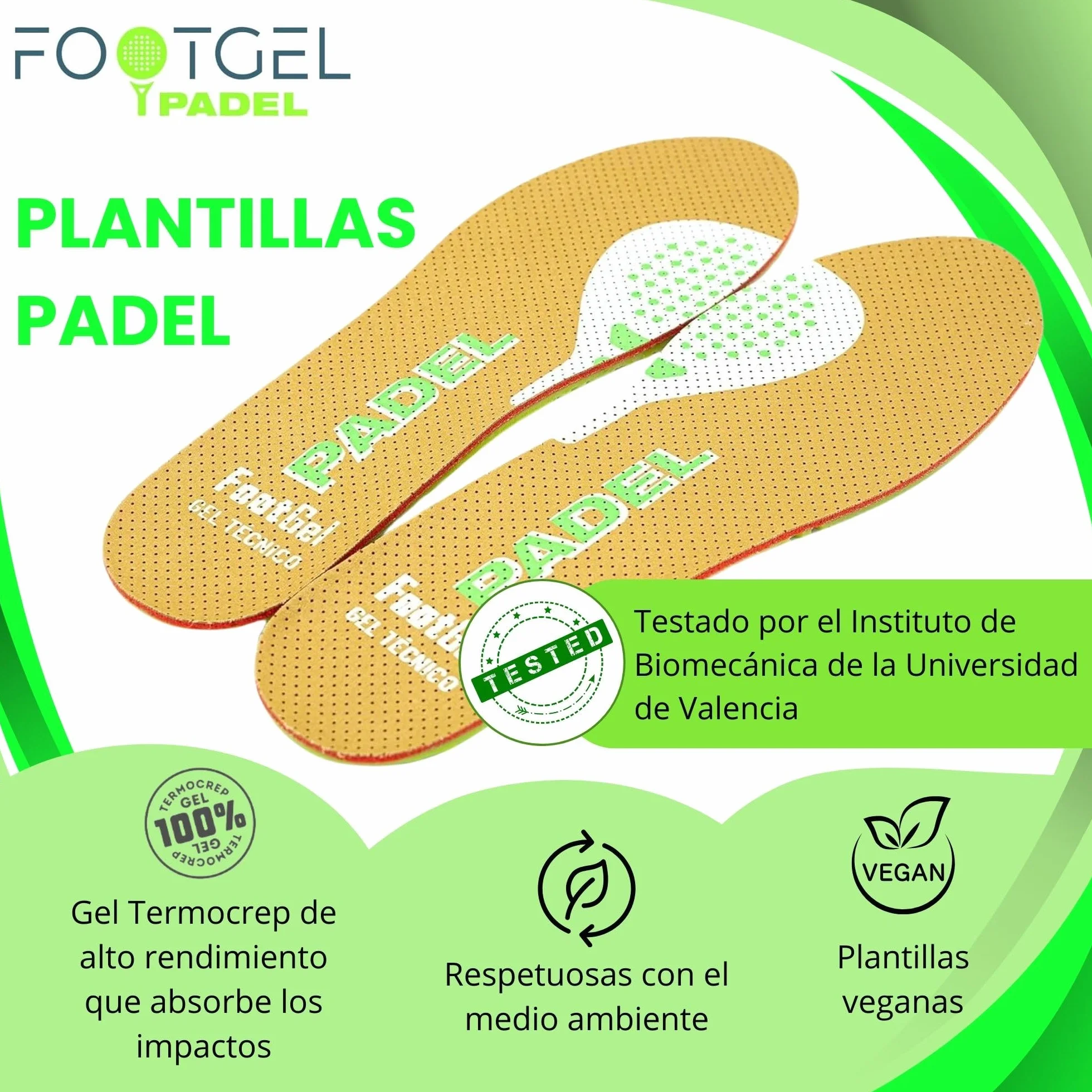 Plantillas Padel Gel Deportivas Transpirables Estabilizadoras Tallas 43-47