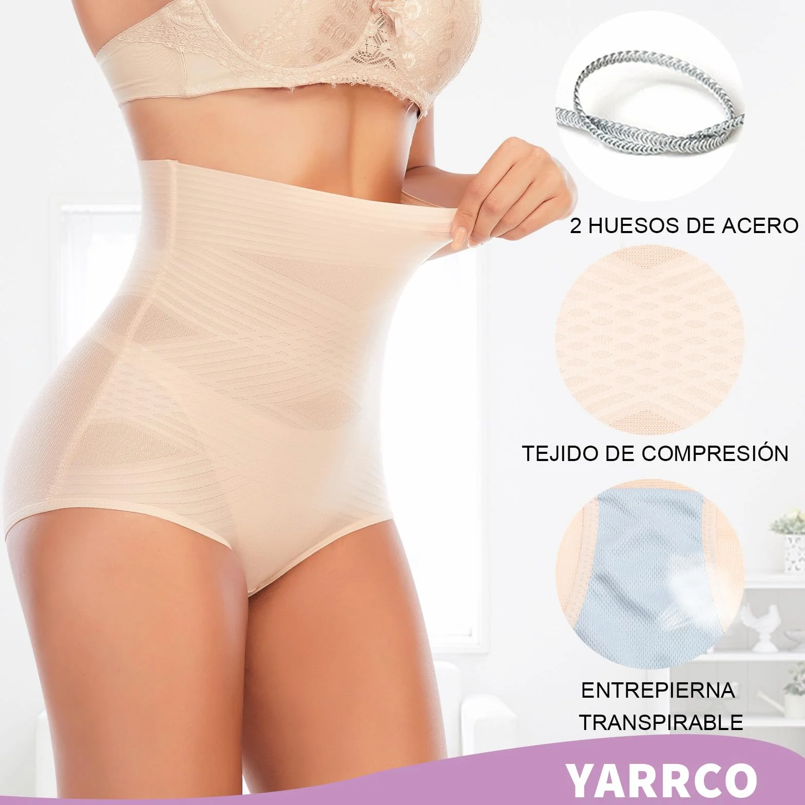 YARRCO Braga Faja Reductora Mujer Invisible Adelgazante Vientre Plano Cintura Alta Shapewear Control de Barriga sin Costuras
