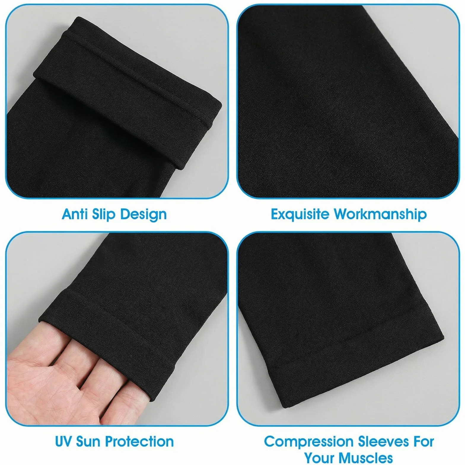 Ouligay 2 pares manguitos gaming protectores brazo UPF 50+ verano refrescantes mujer hombre voleibol baloncesto fútbol golf negro talla única