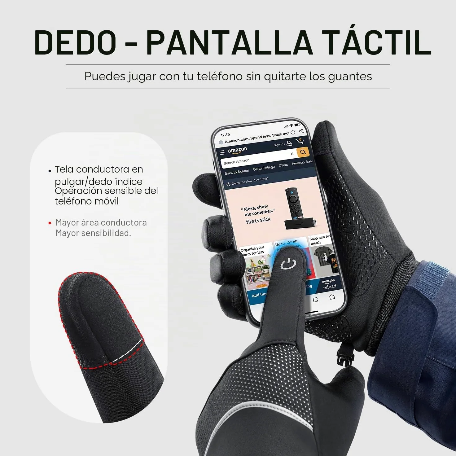 Guante de Invierno Hombre Térmicos para Mujer con Dedos para Pantalla Táctil, Resistentes al Agua, Agarre Antideslizante para Correr, Trabajar y Conducir