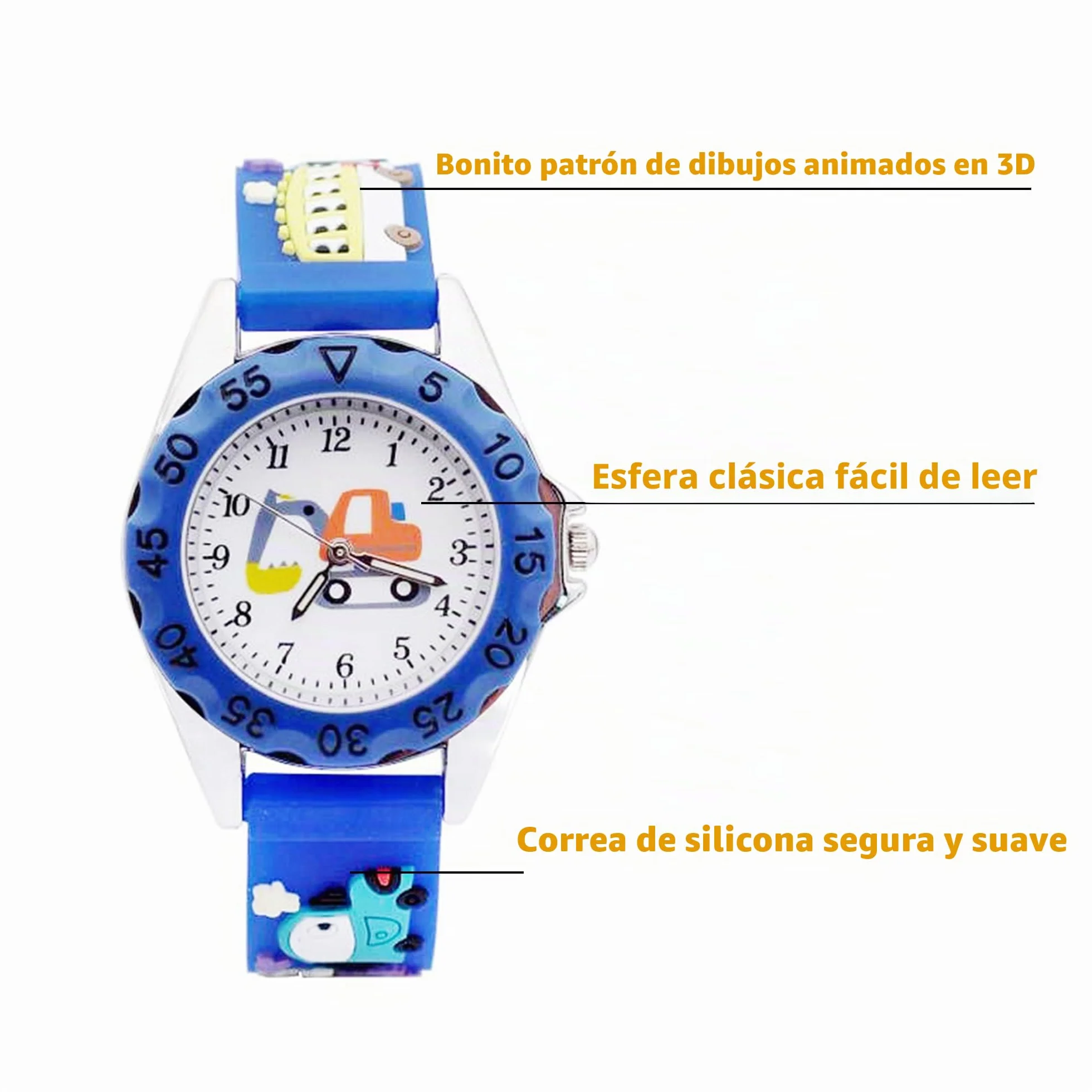 Reloj de Pulsera Analógico Cuarzo para Niño Niña 3-10 Años Cute 3D Cartoon Correa Silicona