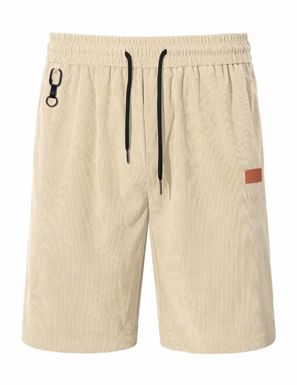 Pantalones Cortos Hombre Algodón Verano Cordón Elástico Casual Shorts con Bolsillos
