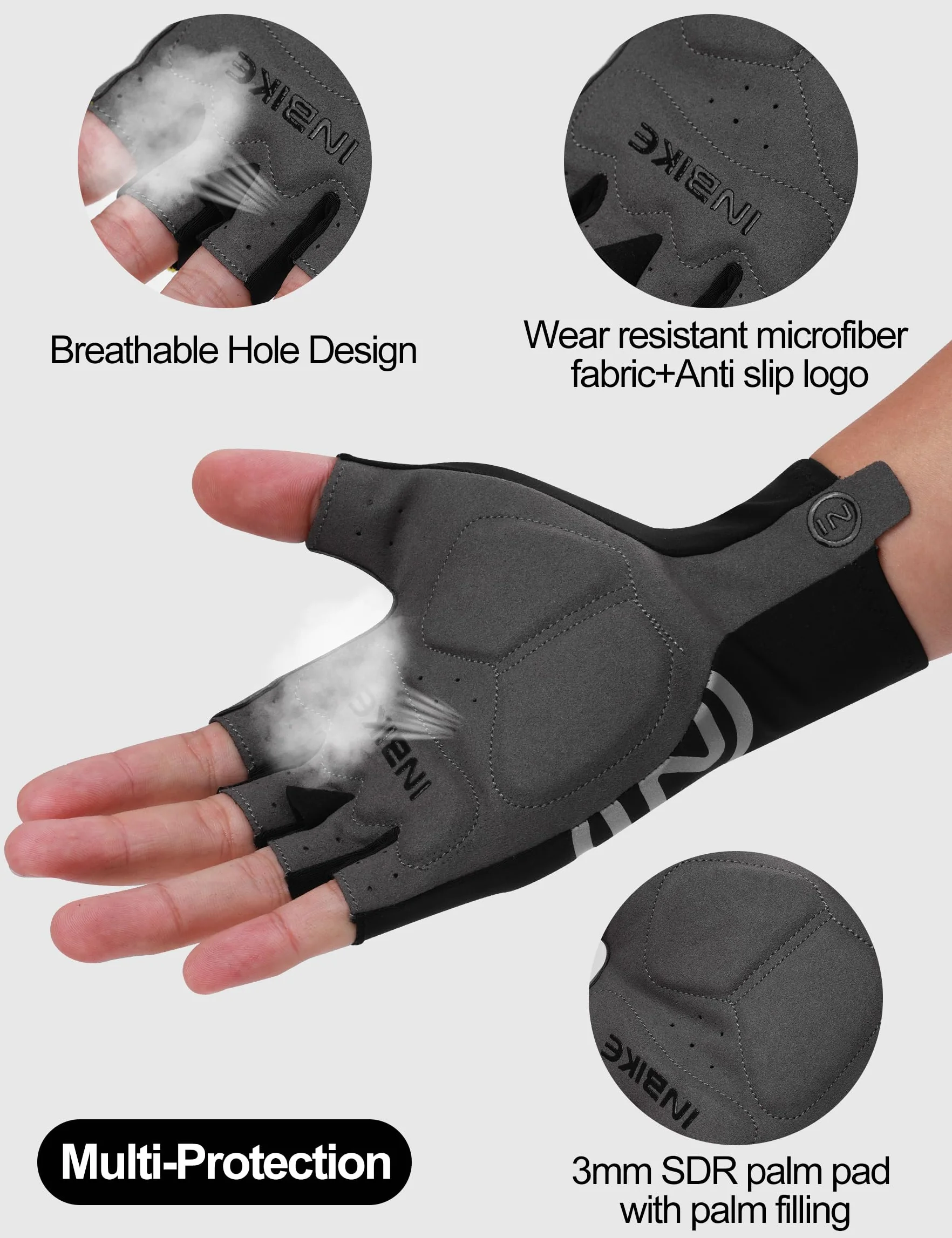 INBIKE Guantes Ciclismo Corto Frescos Verano MTB Hombre Mujer Transpirables Antideslizante Gym Negro Rosa Verde Navy