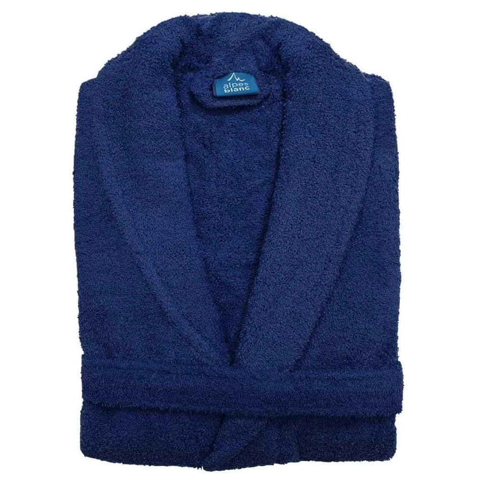 Alpes Blanc - Albornoz de baño con cuello de chal - mixto - 100% algodón 450 g/m² - Suave y absorbente - Estilo clásico y atemporal - Secado rápido
