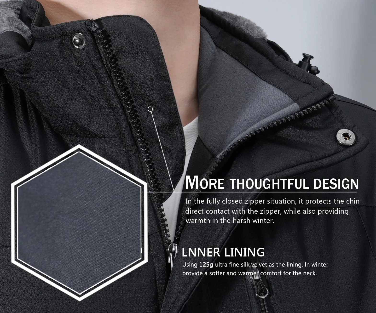 SPOSULEI Chaquetas de esquí para hombre con Hood impermeable forro polar a prueba de viento múltiples bolsillos