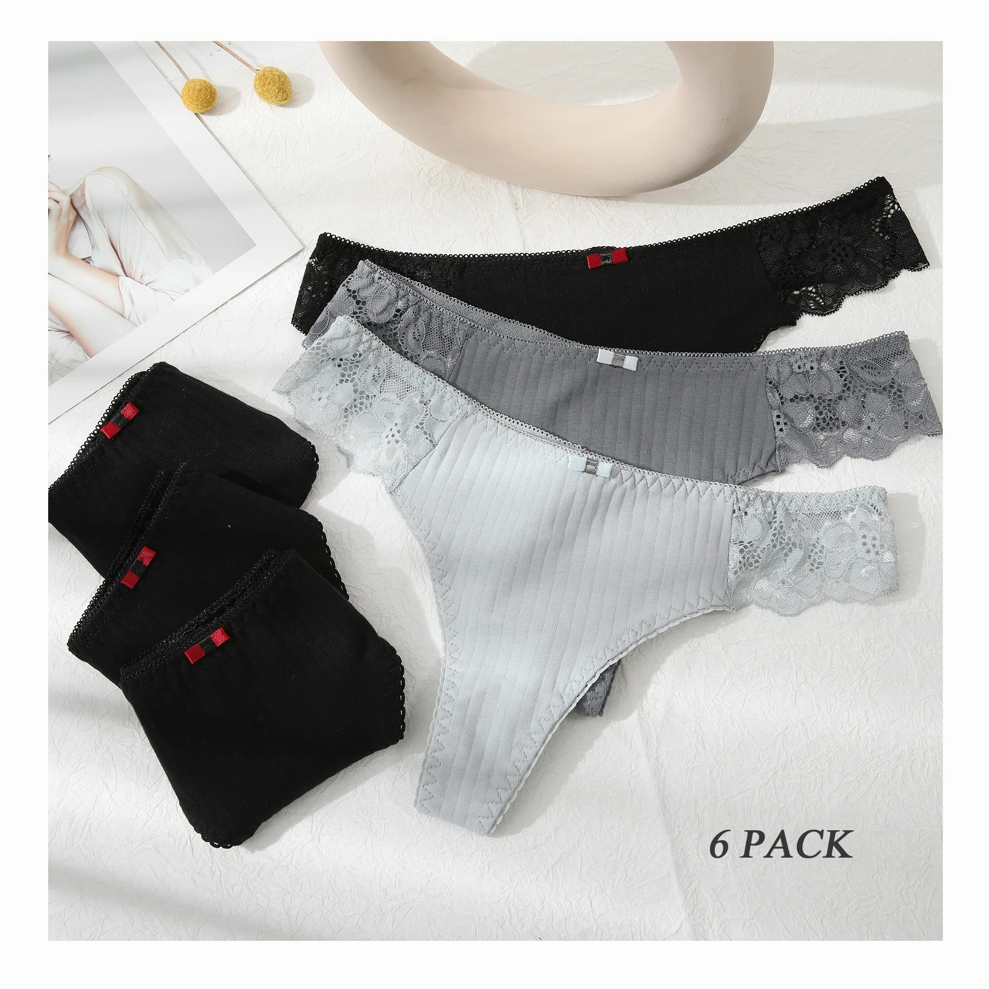 LEVAO Tangas de hilo G para mujer, bragas de algodón sexy, con espalda en T, ropa interior cómoda, paquete múltiple S-XL
