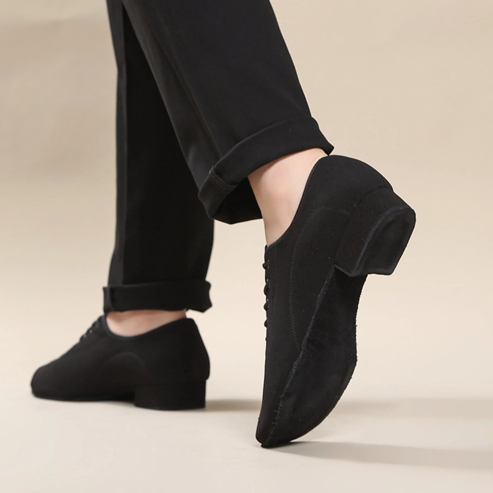 Zapatos de Baile de Salón para Hombre Suela de Cuero Latinos Modernos con Cordones Tacón Bajo