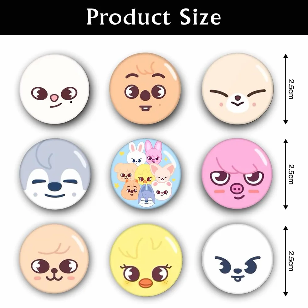 Stray Kids SKZ Pins Set 9 Piezas con Photocard y Pegatina 3D Kpop Fan Artículo