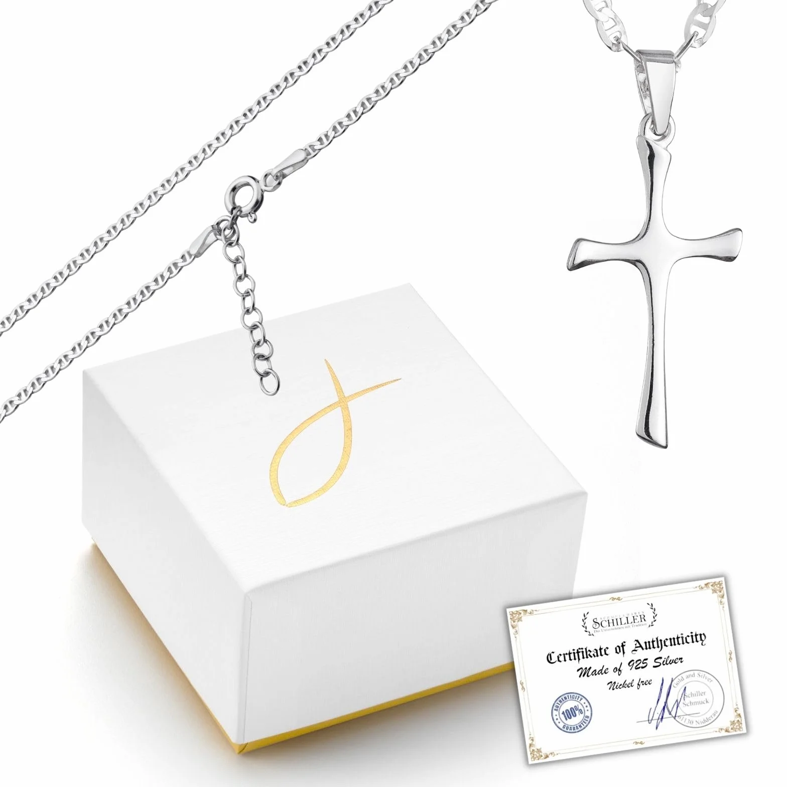 Cadena de plata de ley 925 colgante cruz para niño niña