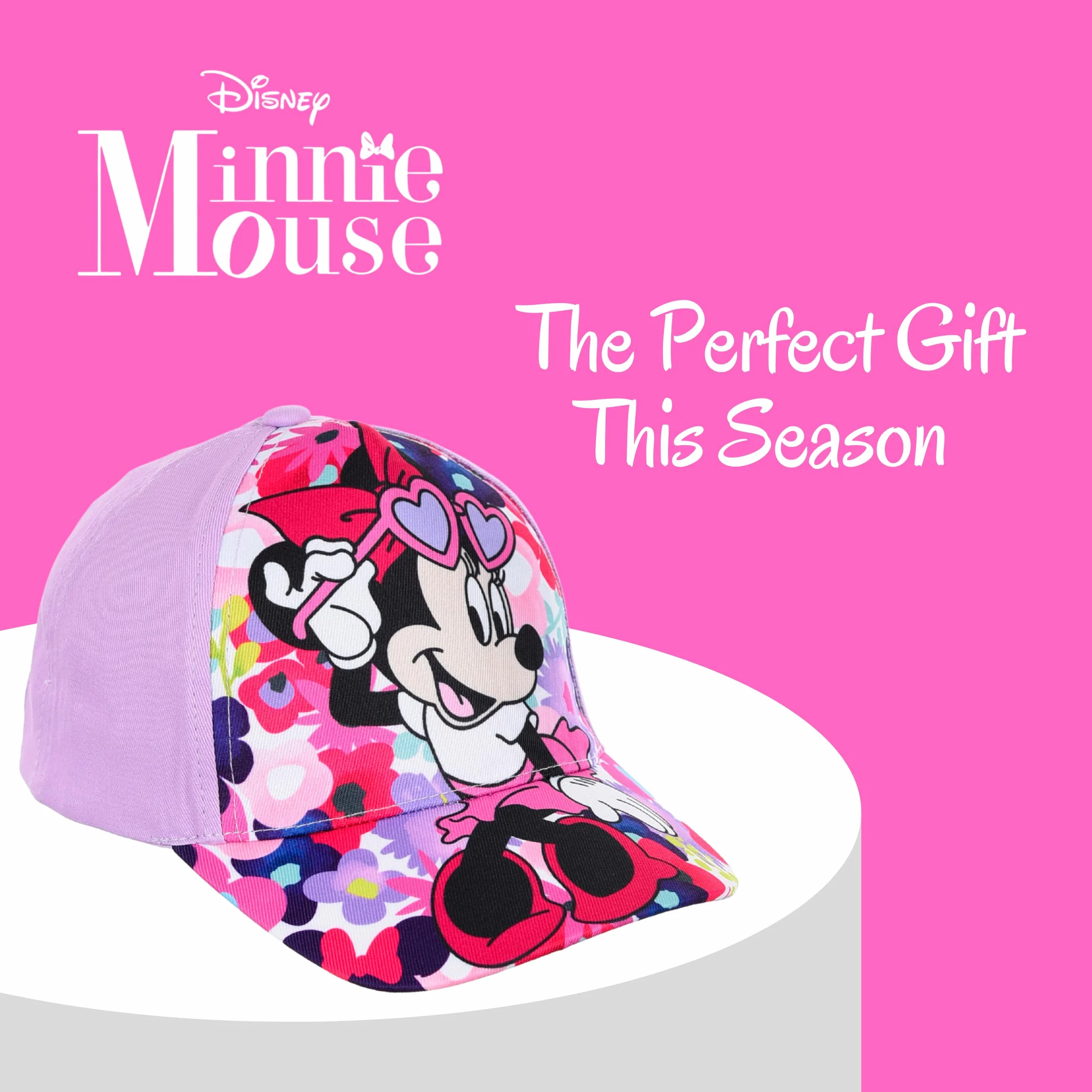 Disney Minnie Mouse Gorro para Niñas, Gorra de Béisbol Clásica, Diseño Floral