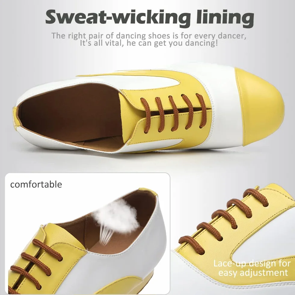 Zapatos de Baile de Salón de Cuero para Hombres Tacón Bajo Práctica L147