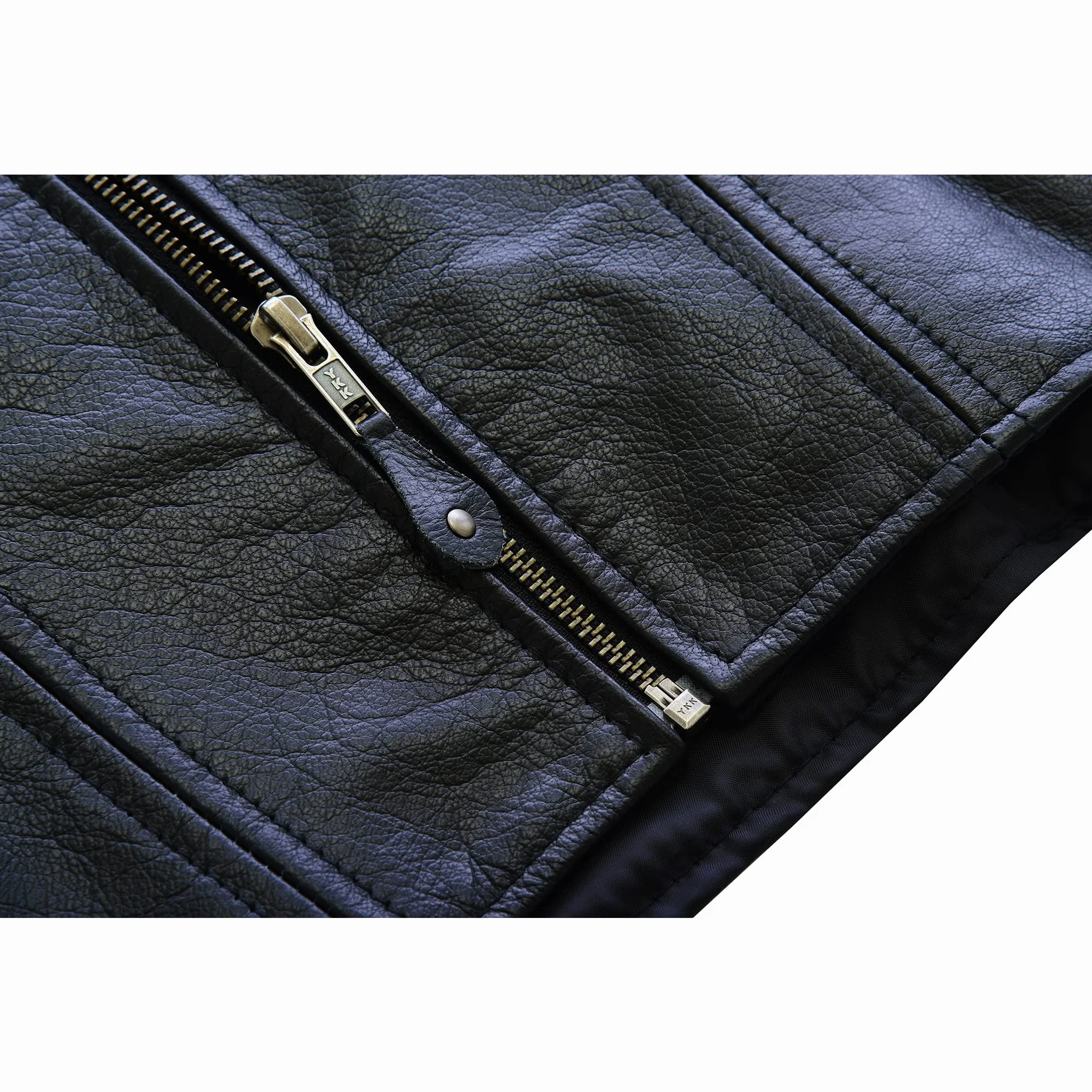 Leatherick Chaleco de cuero para mujer Chaqueta sin mangas de cuero de búfalo de grano superior genuino negro/Chaleco