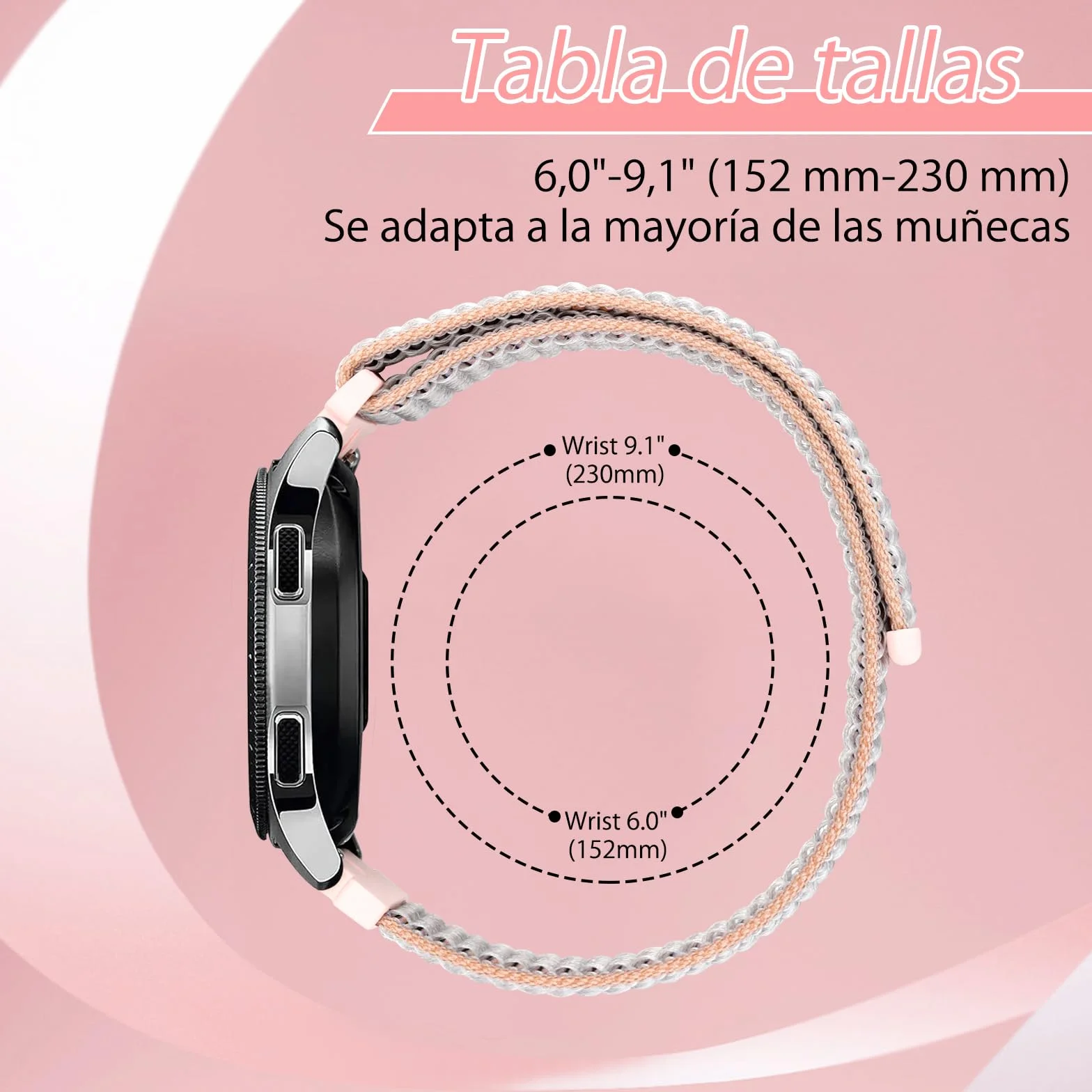 Correas de Nylon para Reloj Compatible 18mm 19mm 20mm 22mm 24mm Transpirables