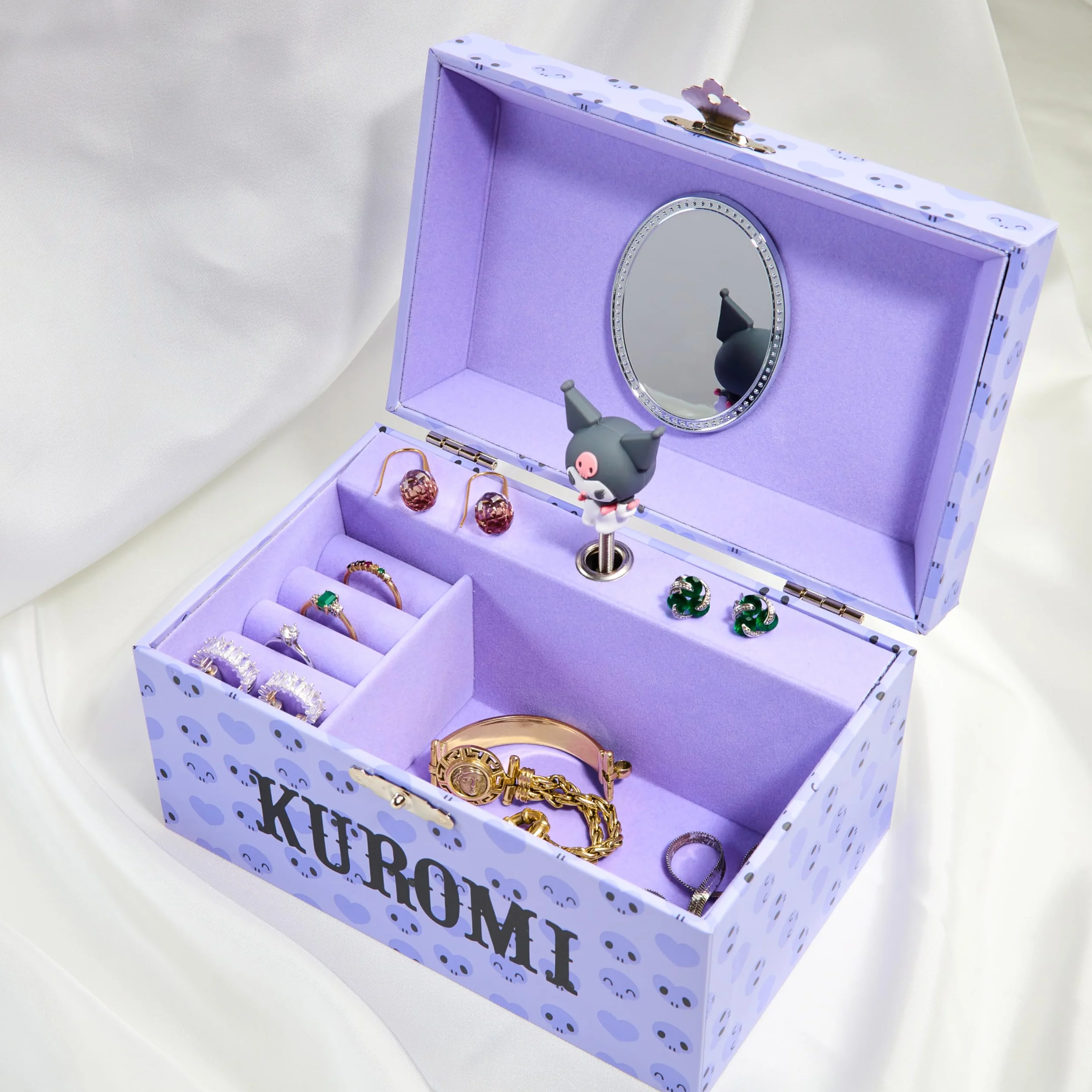 Hello Kitty Sanrio Kuromi Musical Joyero Caja Decorativa con Figura Giratoria Regalo Niña Morada