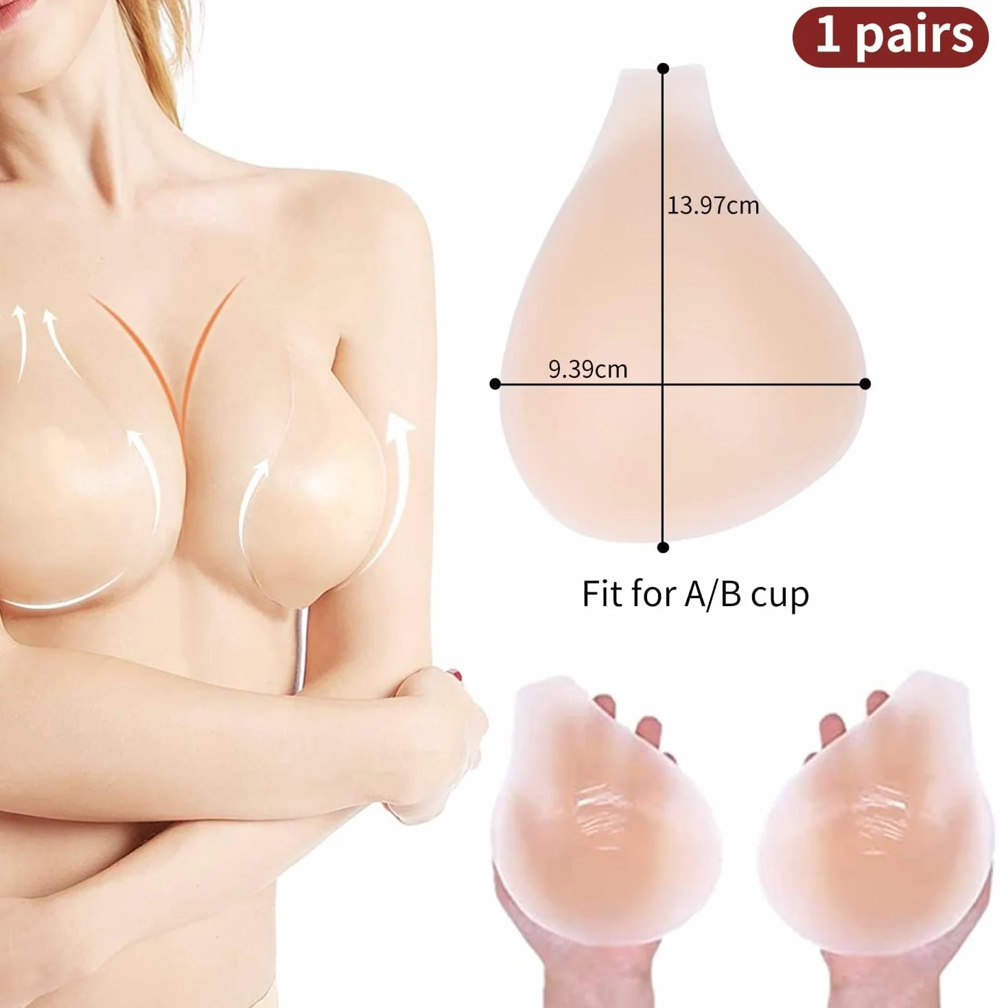Sujetadores para Mujer, Sujetador Invisible Reutilizable Adhesivo Push Up de Silicona Sin Tirantes para A/B