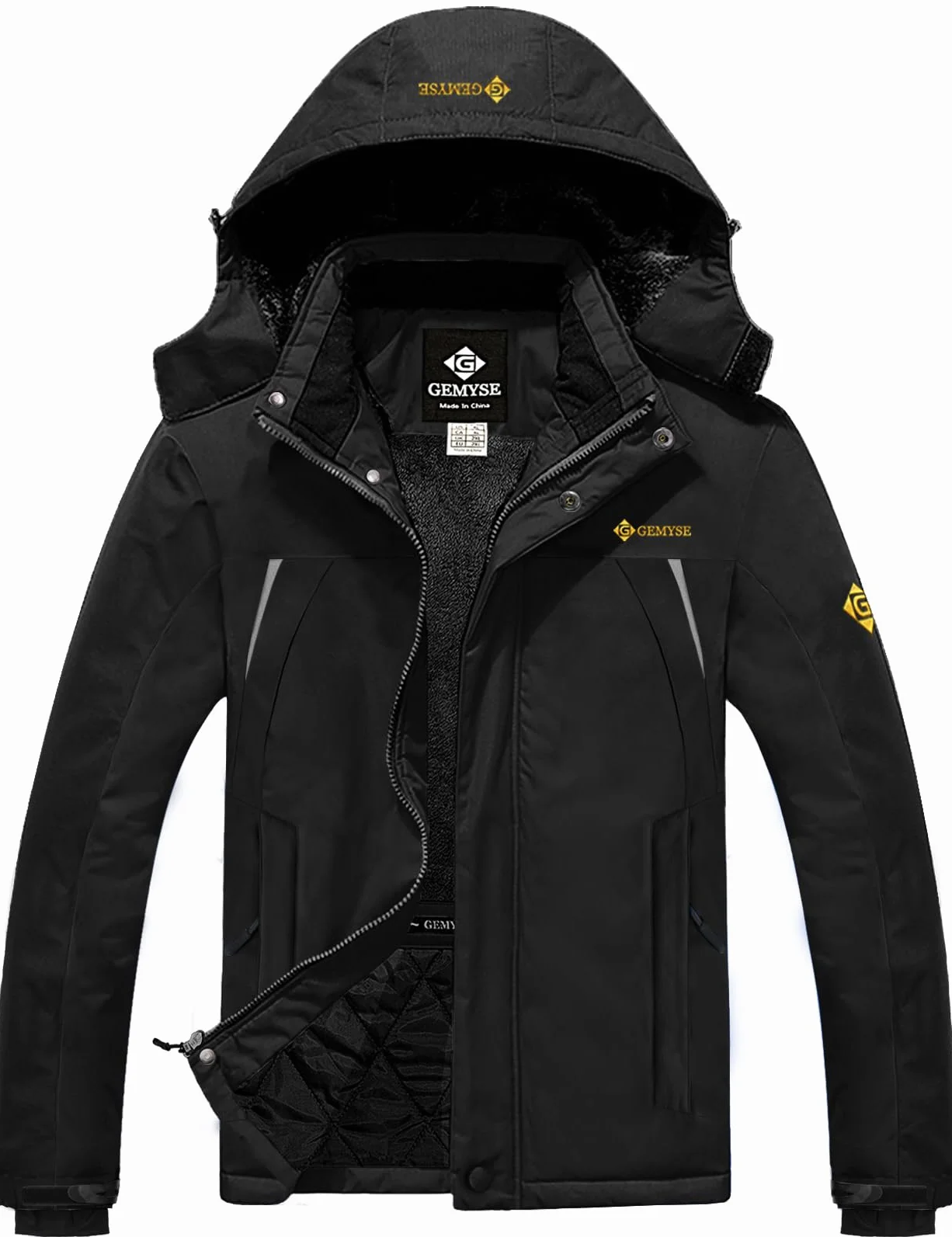 GEMYSE Chaqueta de Esquí Impermeable Hombre Abrigo Invierno Antiviento Capucha