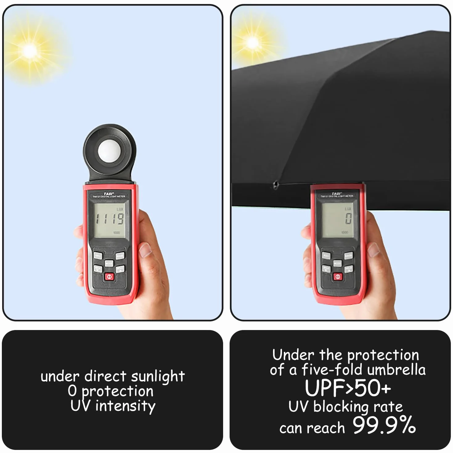 Paraguas Plegable de Bolsillo 6 Varillas Protección UV 99% Impermeable Mini Paraguas Solar con Funda