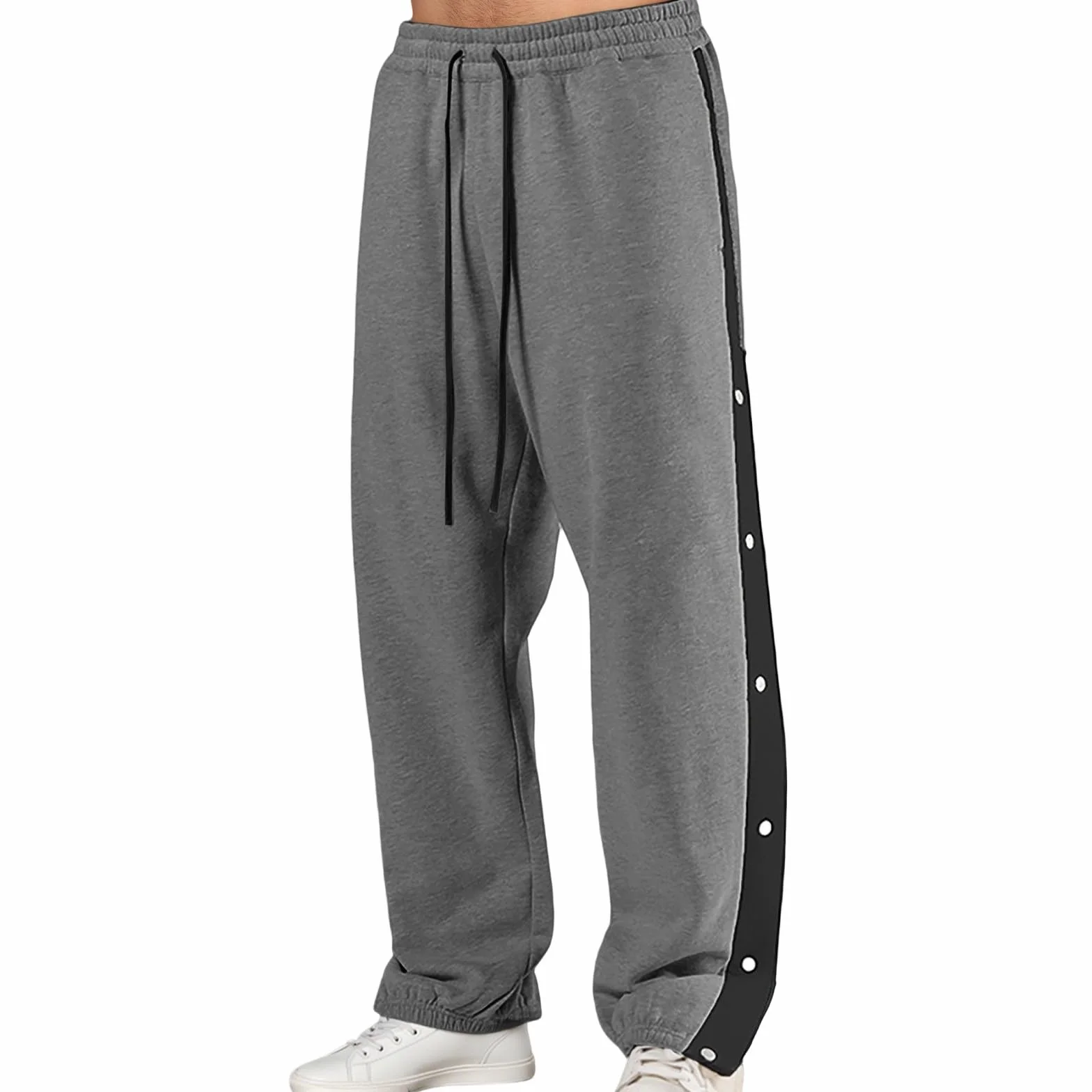 Pantalones de chándal para hombre, pantalones de rehabilitación laterales para abrir, entrenamiento con botones de presión