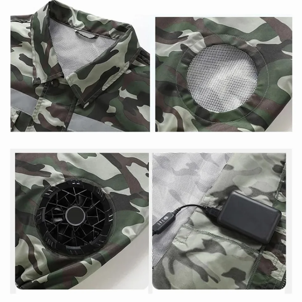 Chaqueta de Enfriamiento de Verano Aire Acondicionado con Ventiladores para Acampar