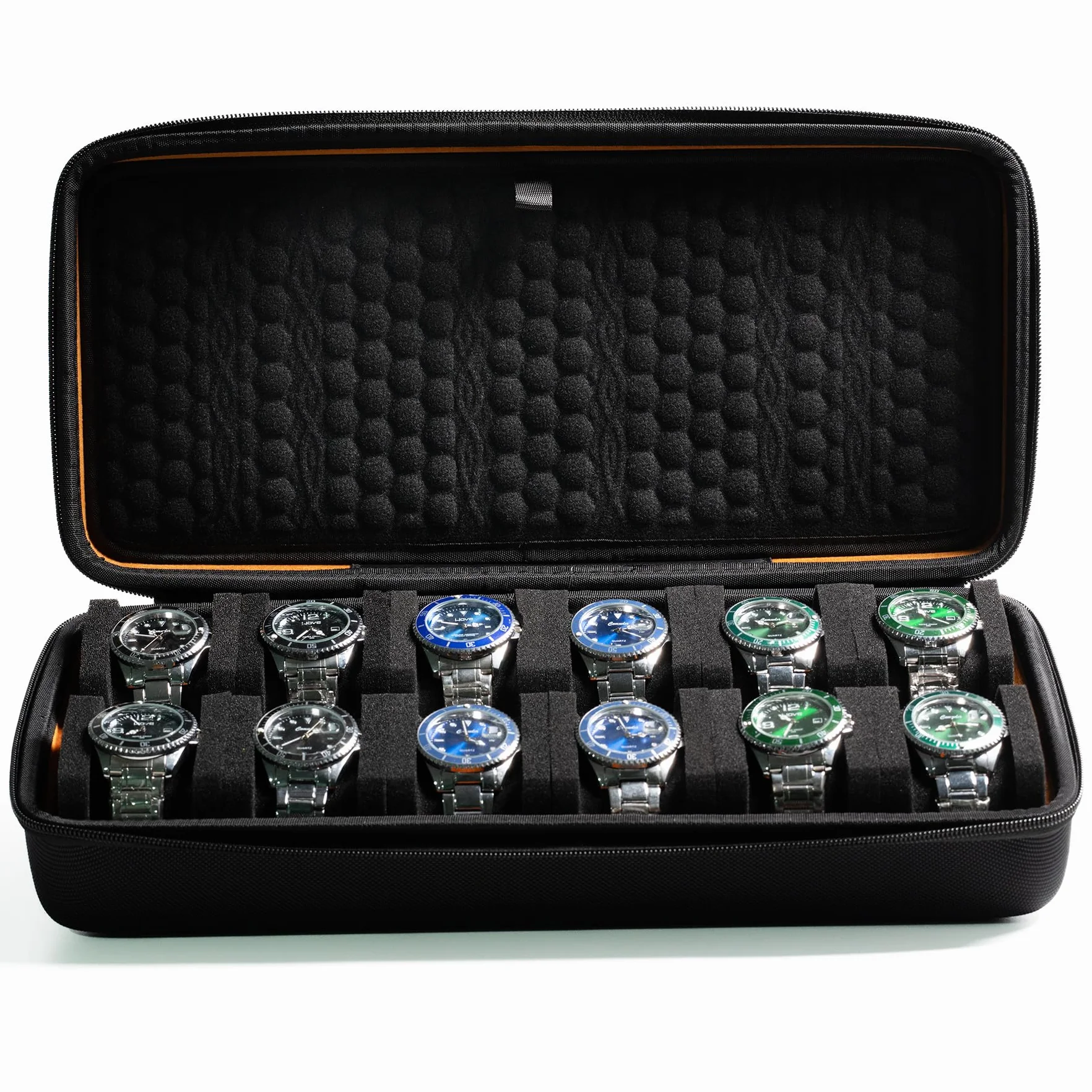 Estuche para Reloj de 12 Ranuras, Caja organizadora de Viaje Hardshell
