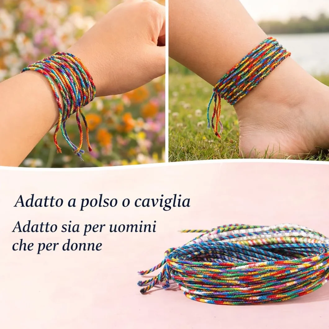 Pulseras Brasileñas de la Amistad Juego de 100 Piezas Multicolor Entrelazadas Amuleto de Buena Suerte