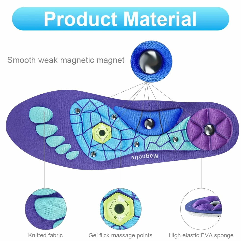 Plantillas Magneticas de Acupresión para Fascitis Plantar, Ortopedicas de Gel, Unisex 35-39