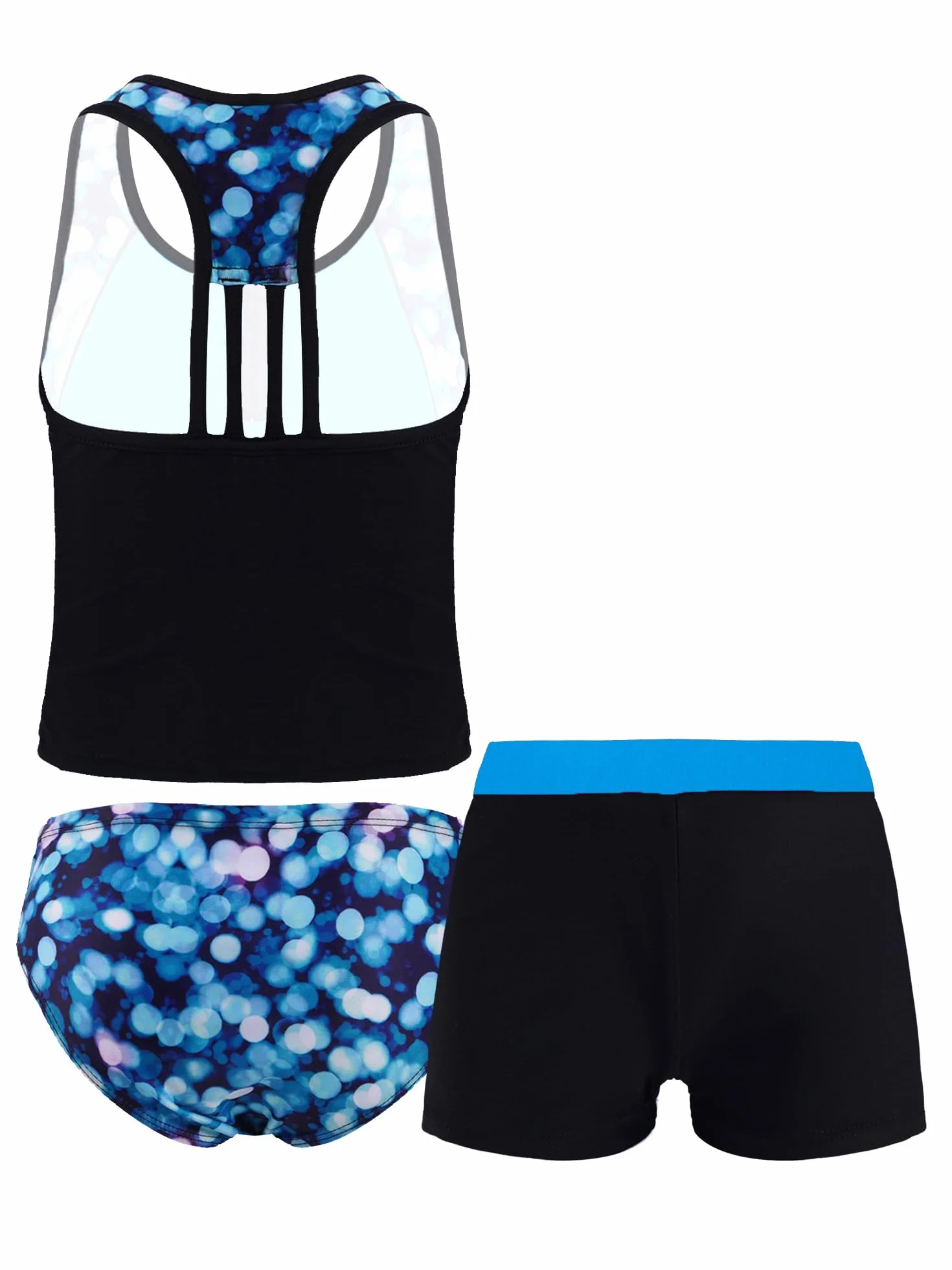 IEFIEL Traje de Baño Tres Piezas Niña Tankini Secado Rápido Ropa Playa Piscina Surf