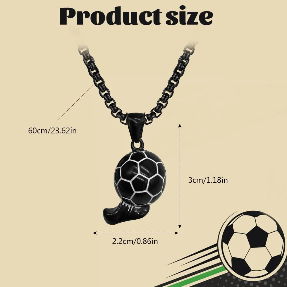 Regalo Futbol Niño Cadena Joyería 23 Pulgadas Negro