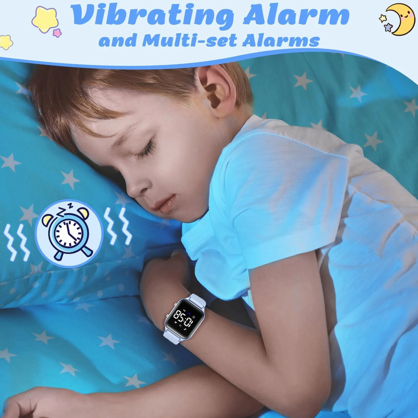 Reloj digital para niños con contador de pasos, relojes deportivos impermeables para niños, niñas y adolescentes, rastreador de fitness todo en uno con alarma vibratoria silenciosa, podómetro