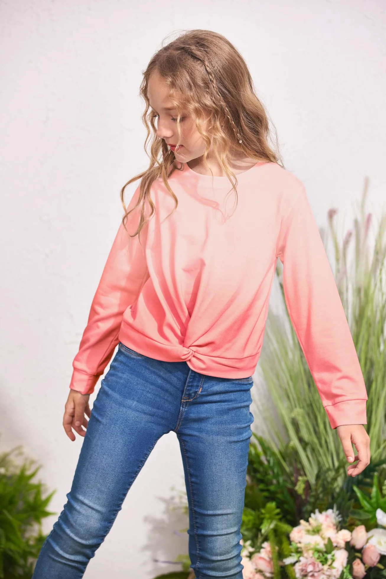 Arshiner Sudadera sin Capucha Tie-Dye Cuello Redondo Niña Manga Larga Moda