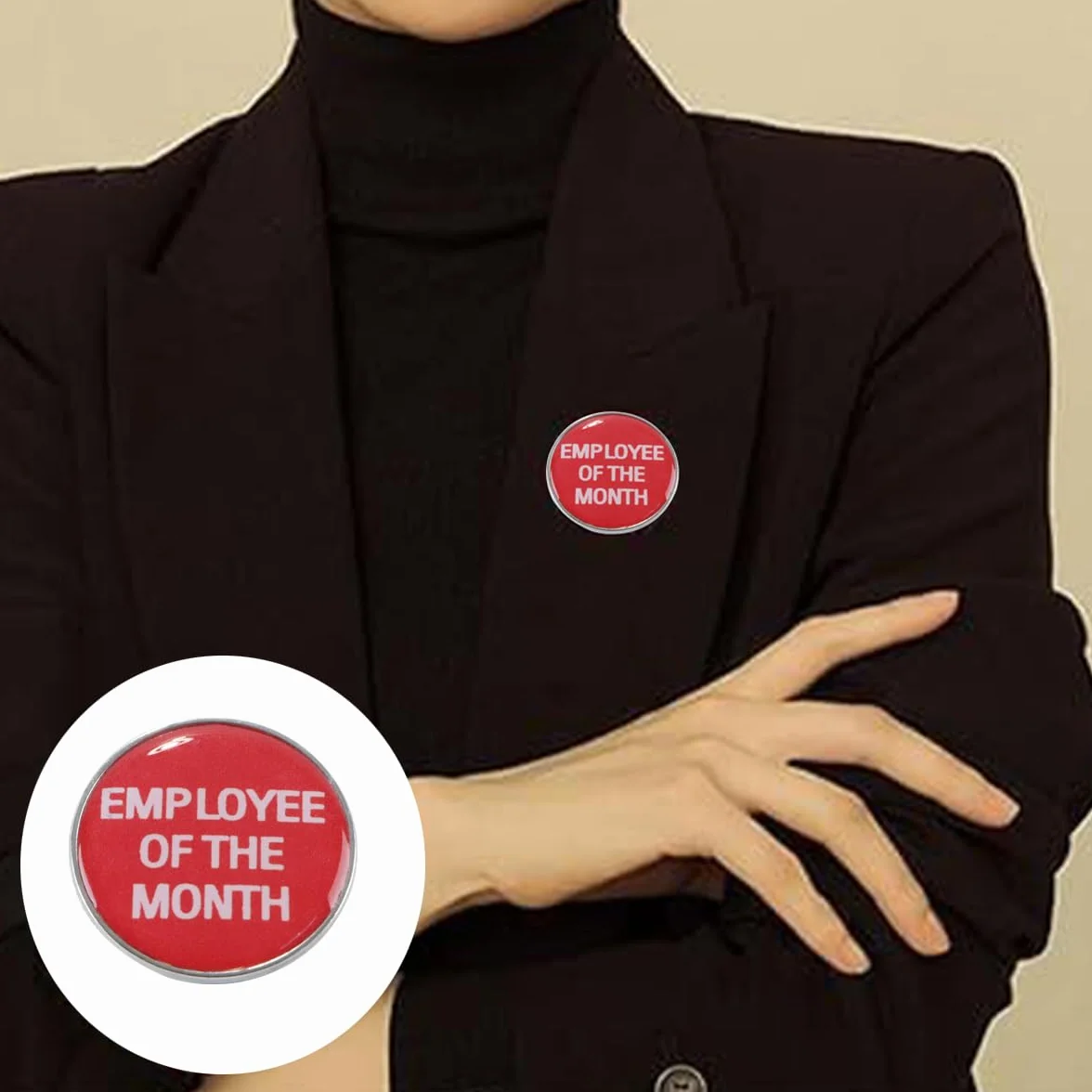 Alide Pin de esmalte rojo, Empleado del mes, Pin de solapa con premio "Jefe divertido", Suministros de incentivos, Broche con botón, Insignia de recompensa laboral